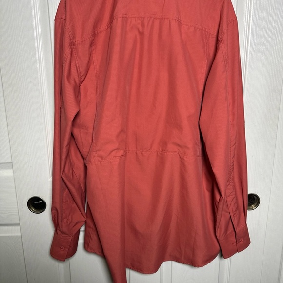 Men's Wrangler Performance X-Large Button Western Long Sleeve Shirt In Salmon - Picture 4 of 16